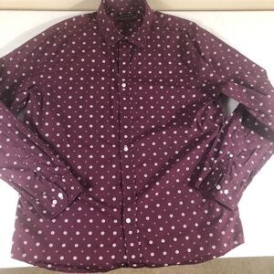 Banana‎ Republic Mens XL Long Sleeve Shirt Burgundy 100% Cotton Casual Preppy